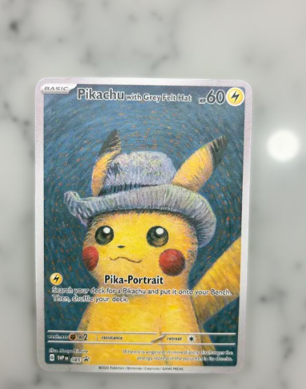 Stainless Steel Metal Pikachu with Grey Felt Hat Card Collectible/Gift/Display