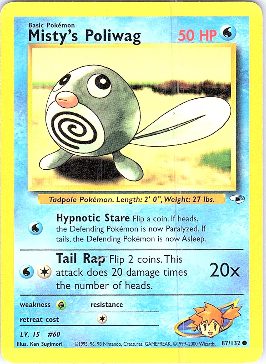 Misty’s Poliwag Unlimited Common Gym Heroes 087/132 NM