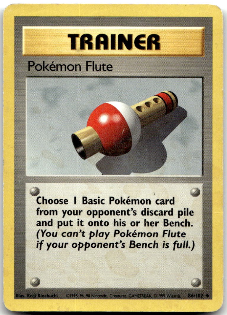 Pokemon Flute 86/102 Uncommon Base Set Unlimited Pokemon Damaged