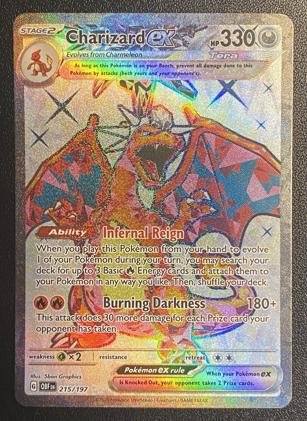 Charizard ex Full Art UR 215/197 Pokémon TCG S&V Obsidian Flames Ultra Rare NM*