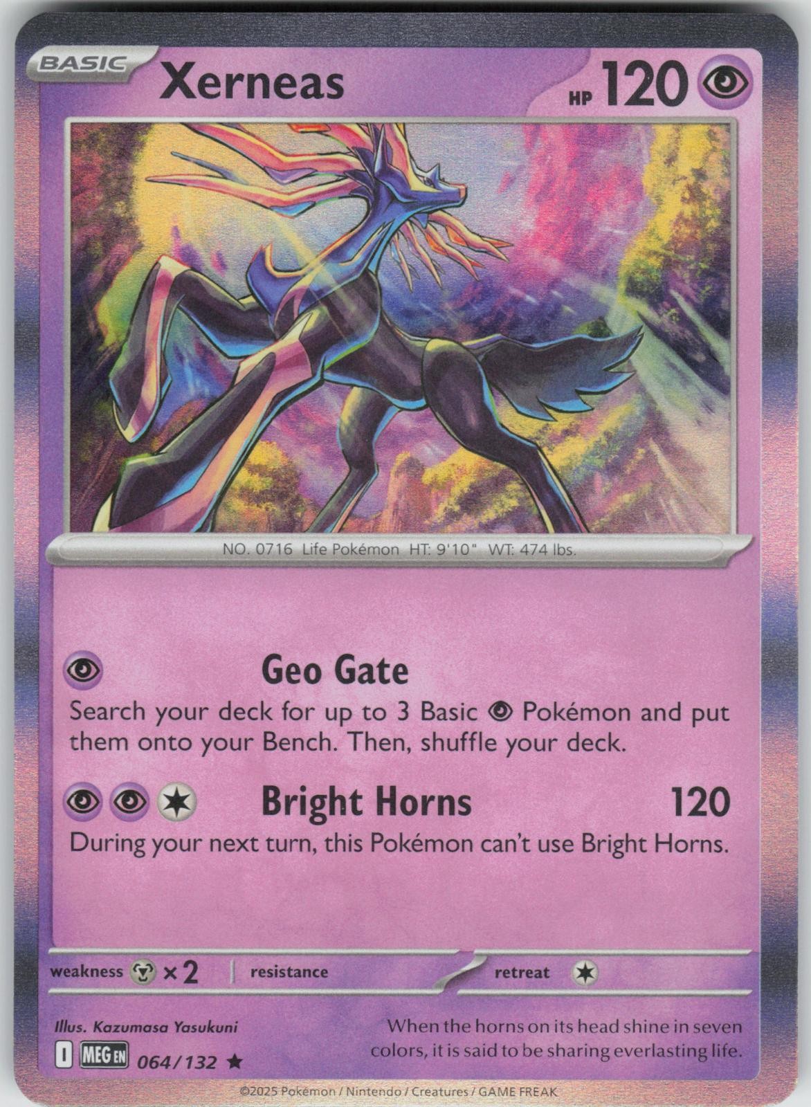 Xerneas 064/132 Mega Evolution Holo Near Mint KAZUMASA YASAKUNI