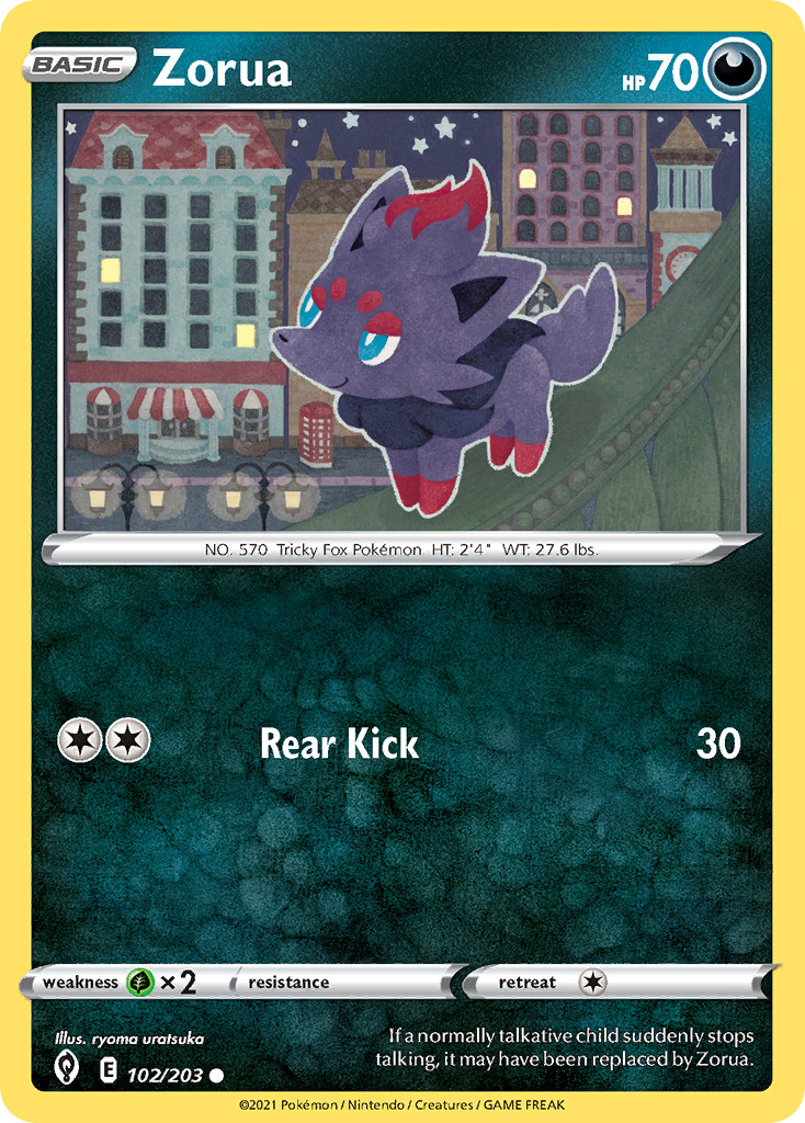 Zorua 102/203 Common Evolving Skies Pokemon Near Mint