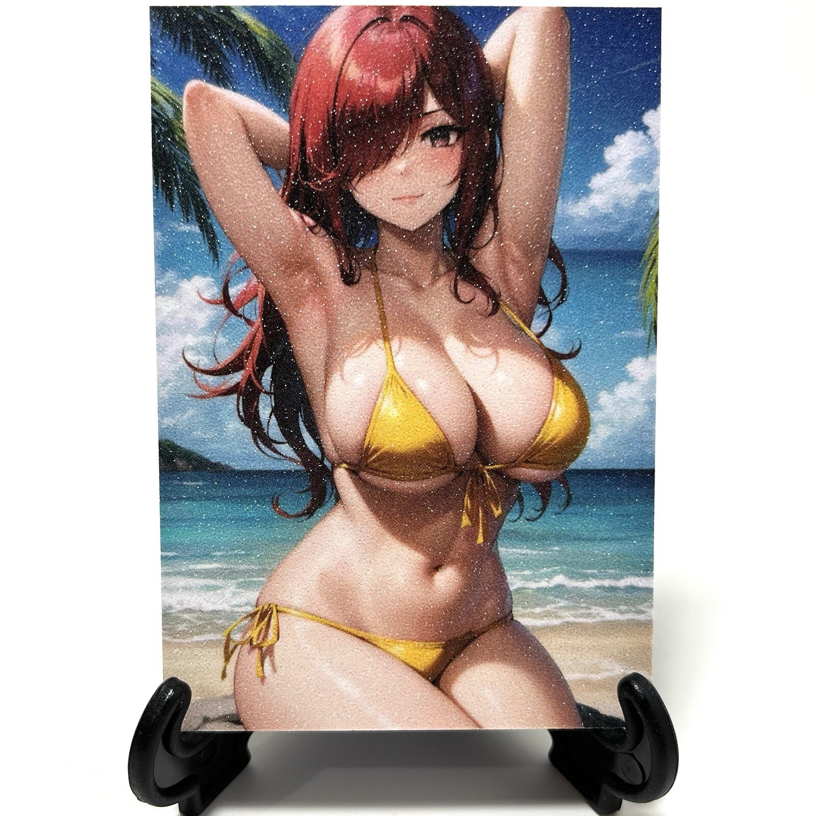 Fairy Tail Erza Scarlet Sexy Bikini Anime Waifu Beach Girl Lewd Goddess Art Card