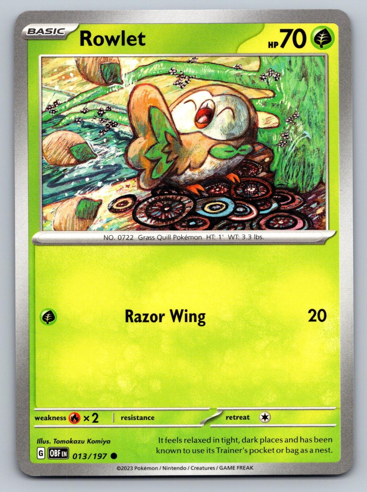 Rowlet 013/197 Obsidian Flames OBF Pokemon C NM Komiya
