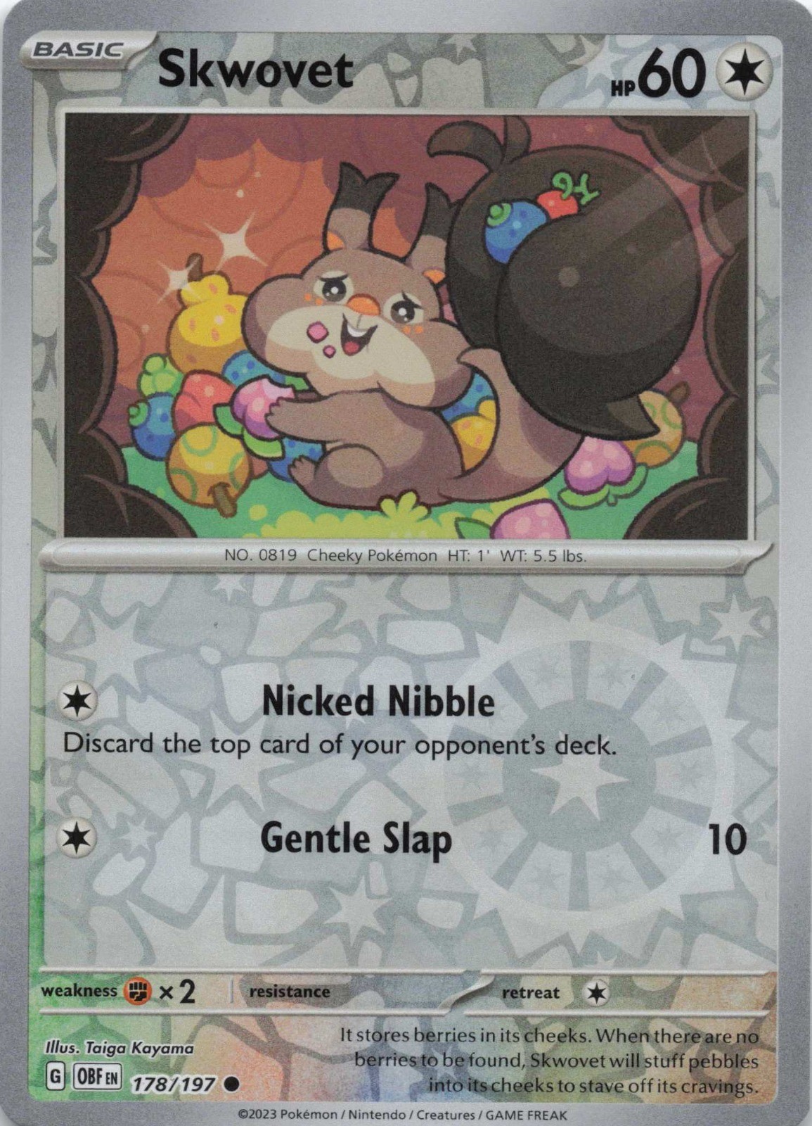 Skwovet 178/197 SV03: Obsidian Flames Reverse Holo NM Pokemon TCG