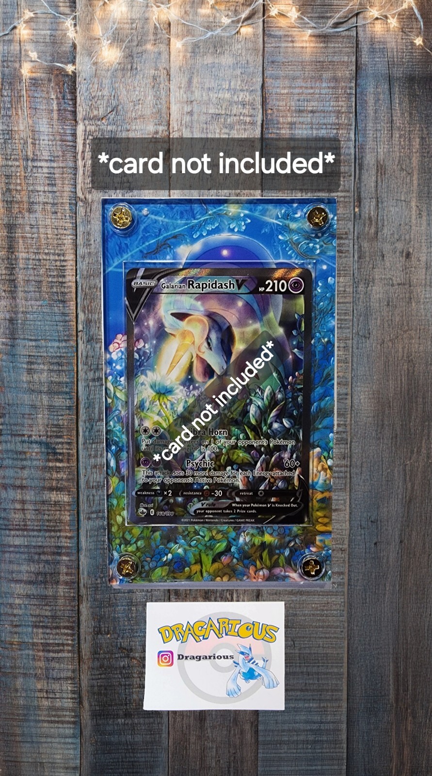 Pokemon Galarian Galarian Rapidash V Chilling Reign 168/198 Custom Display Case