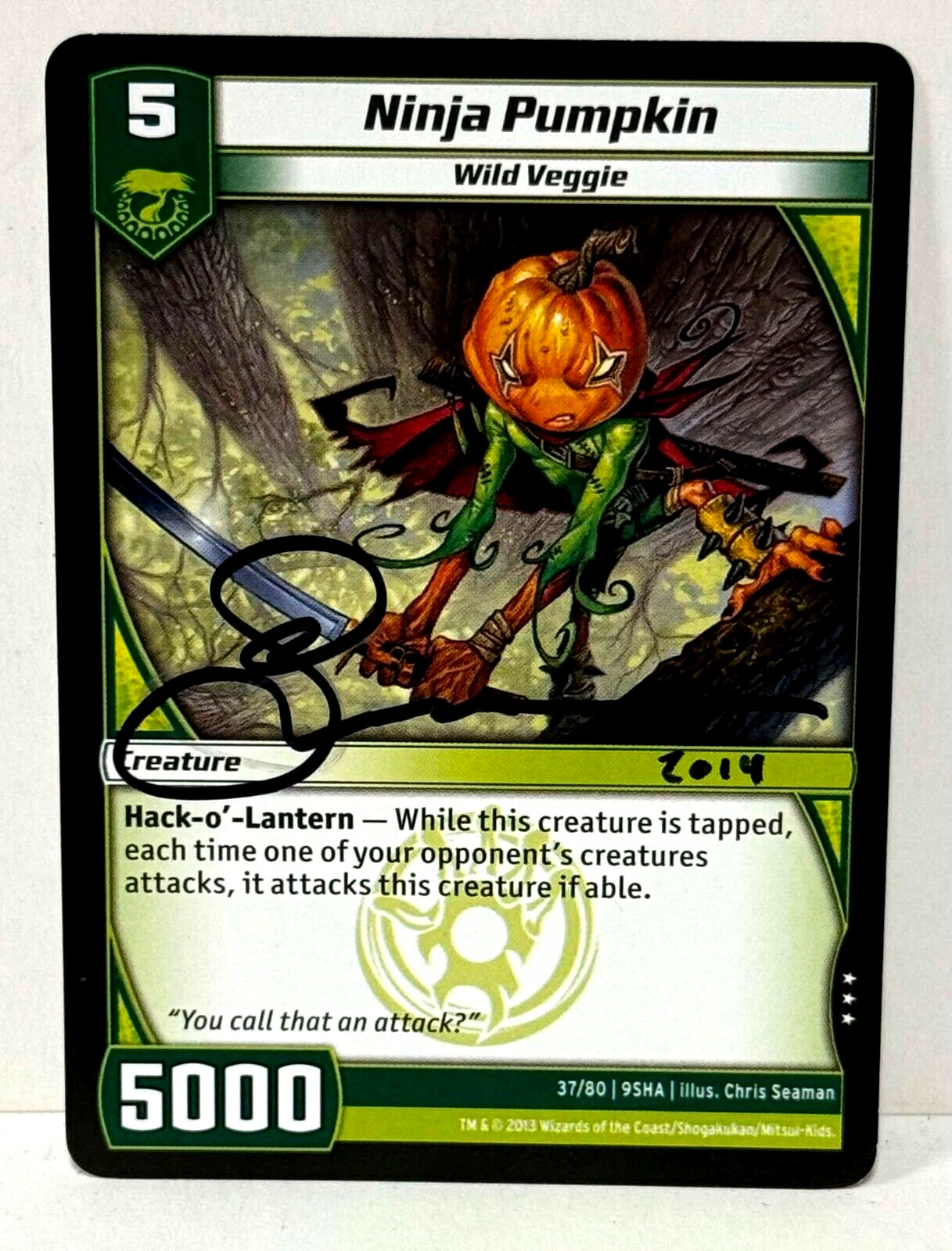 Kaijudo Artist Proof Full Back Sketch Extended Art Ninja Pumpkin By Chris Seaman