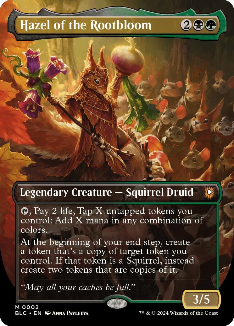 Foil Hazel of the Rootbloom (Borderless) – 2 – NM – Commander: Bloomburrow