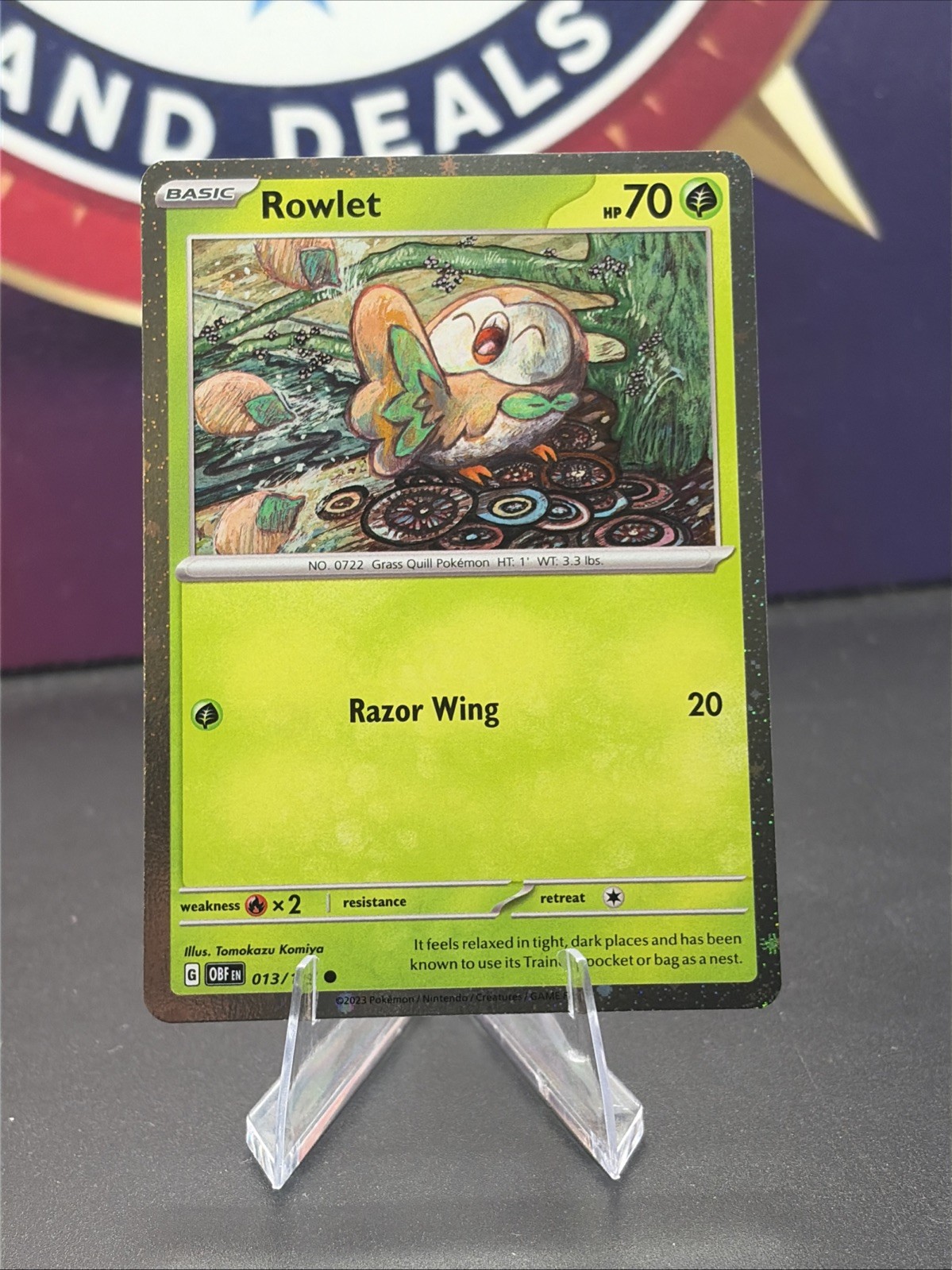 Rowlet – (Cosmos Holo) 013/197 Decidueye Box Non-US Exc Promo. Tomokazu Komiya