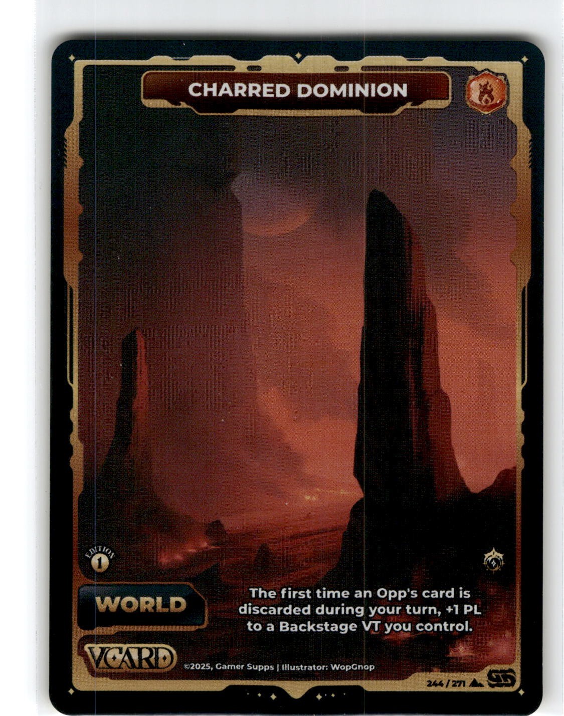 VCard Divine Chaos First Edition Holo Foil World Charred Dominion