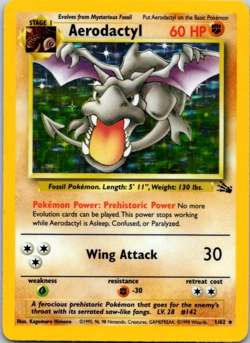 Aerodactyl (1) Unlimited Holo Holo Rare Fossil 01/62 NM