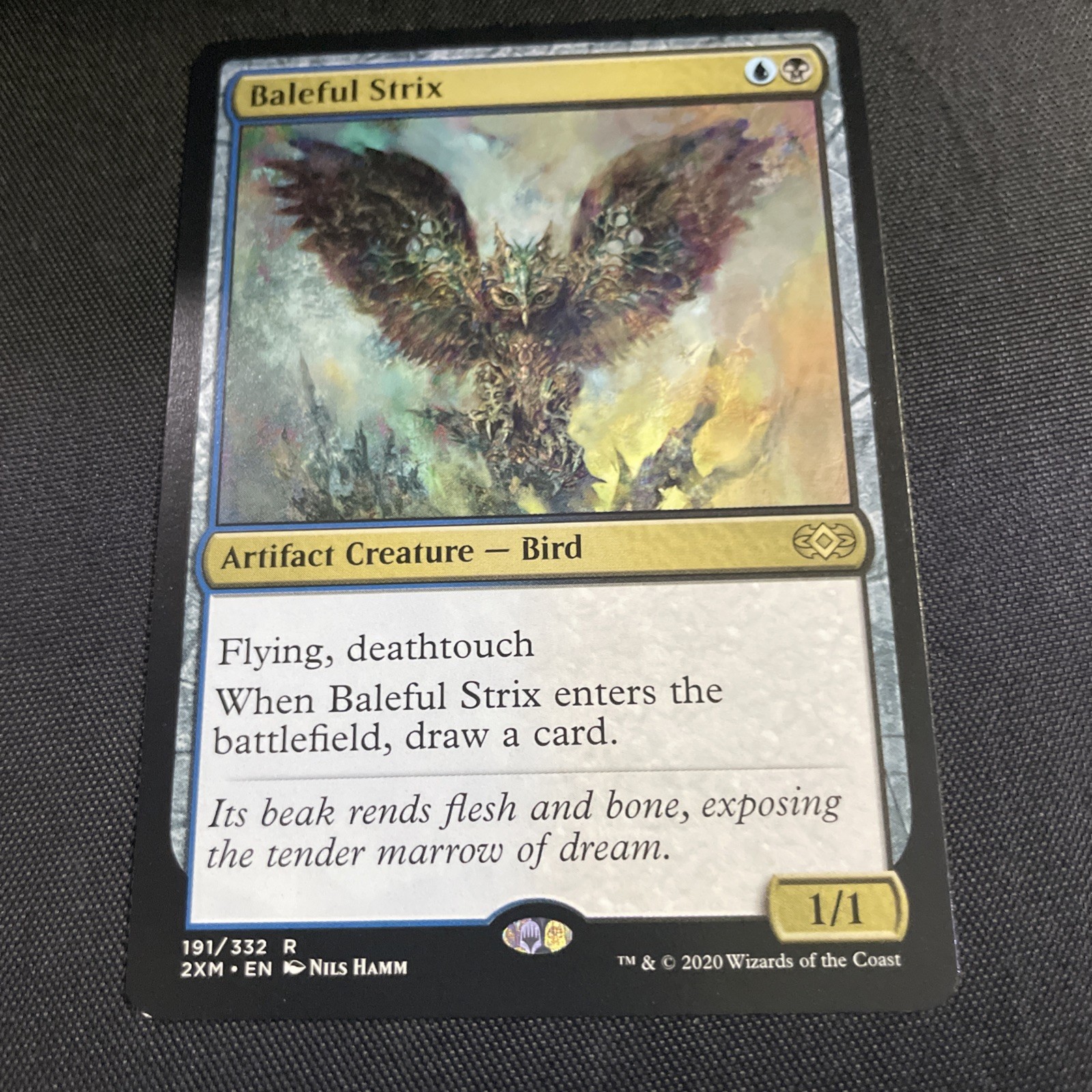 Baleful Strix Archenemy: Nicol Bolas Regular Artifact Blue Black Bird Draw Card