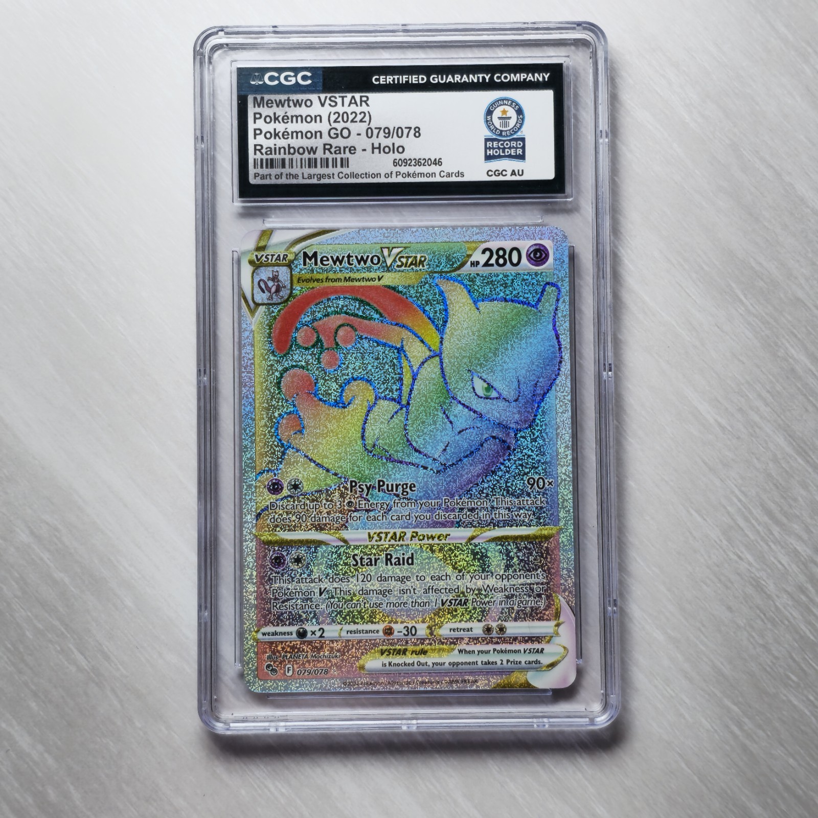 Guinness World Records CGC Pokémon Mewtwo VSTAR RAINBOW RARE HOLO 1/1