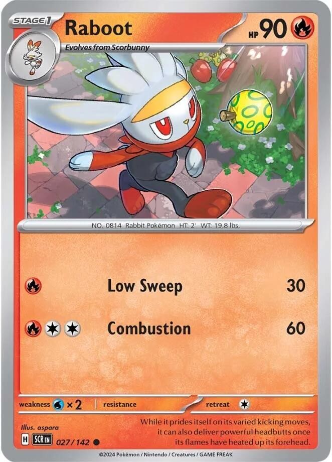 Pokemon TCG Raboot Common SV07: Stellar Crown 027/142 NM