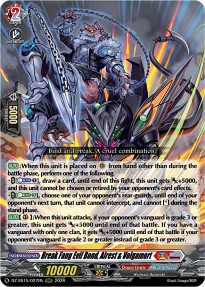 x1 Break Fang Evil Bond, Alrest & Volgamort – DZ-SS15/027EN – RRR CFV M/NM
