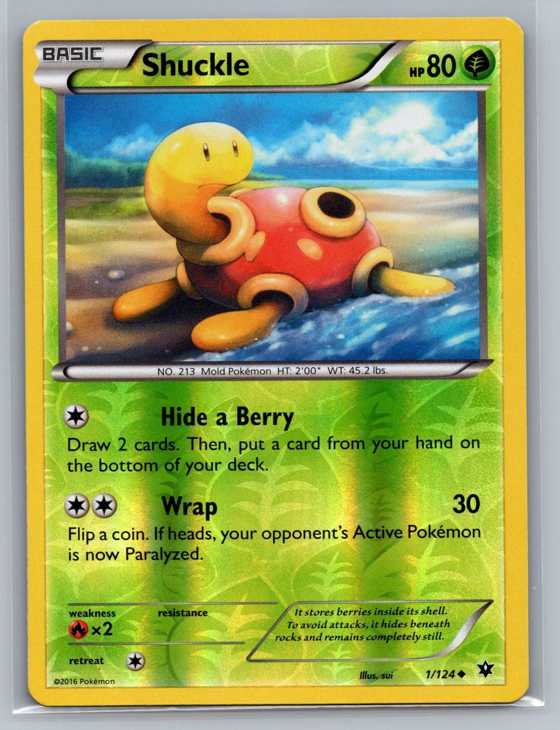 Reverse Holo Shuckle 1/124 Uncommon Fates Collide Pokemon NM