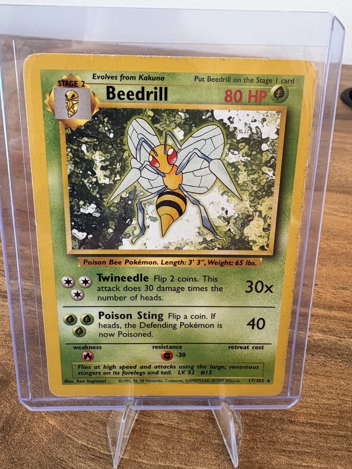 Pokémon TCG Beedrill 17/102 Base Set Unlimited Non-Holo Rare Card LP