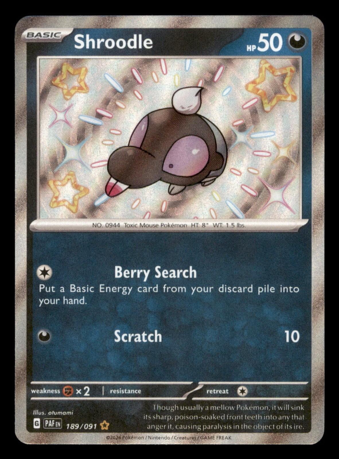 Shroodle 189/091 SV: Paldean Fates Holo Pokemon TCG -EN NM