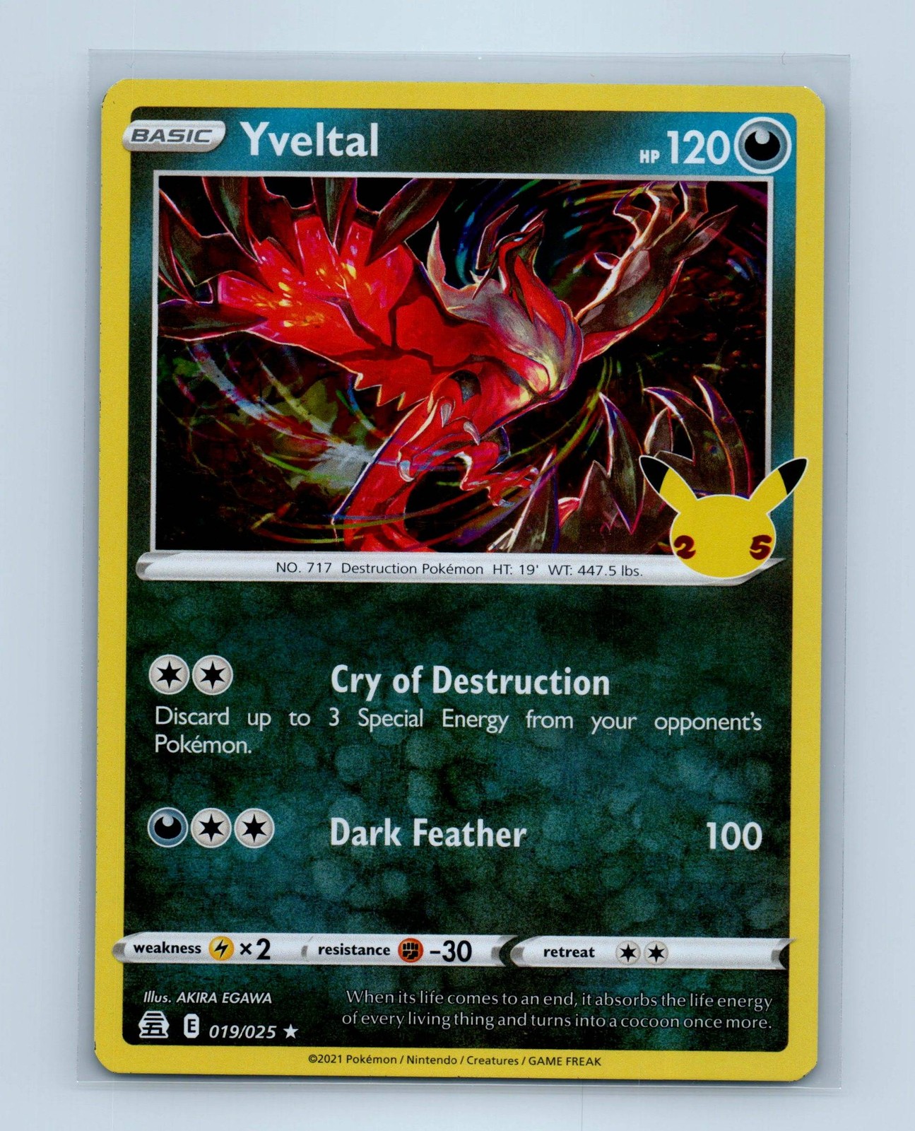Pokemon tcg Celebrations Yveltal Near Mint or Better