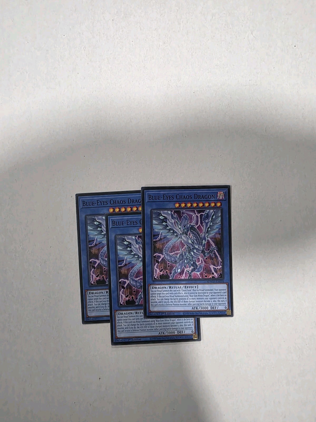 YuGiOh Blue-Eyes Chaos Dragon x3 Blue-Eyes White Destiny SDWD NM