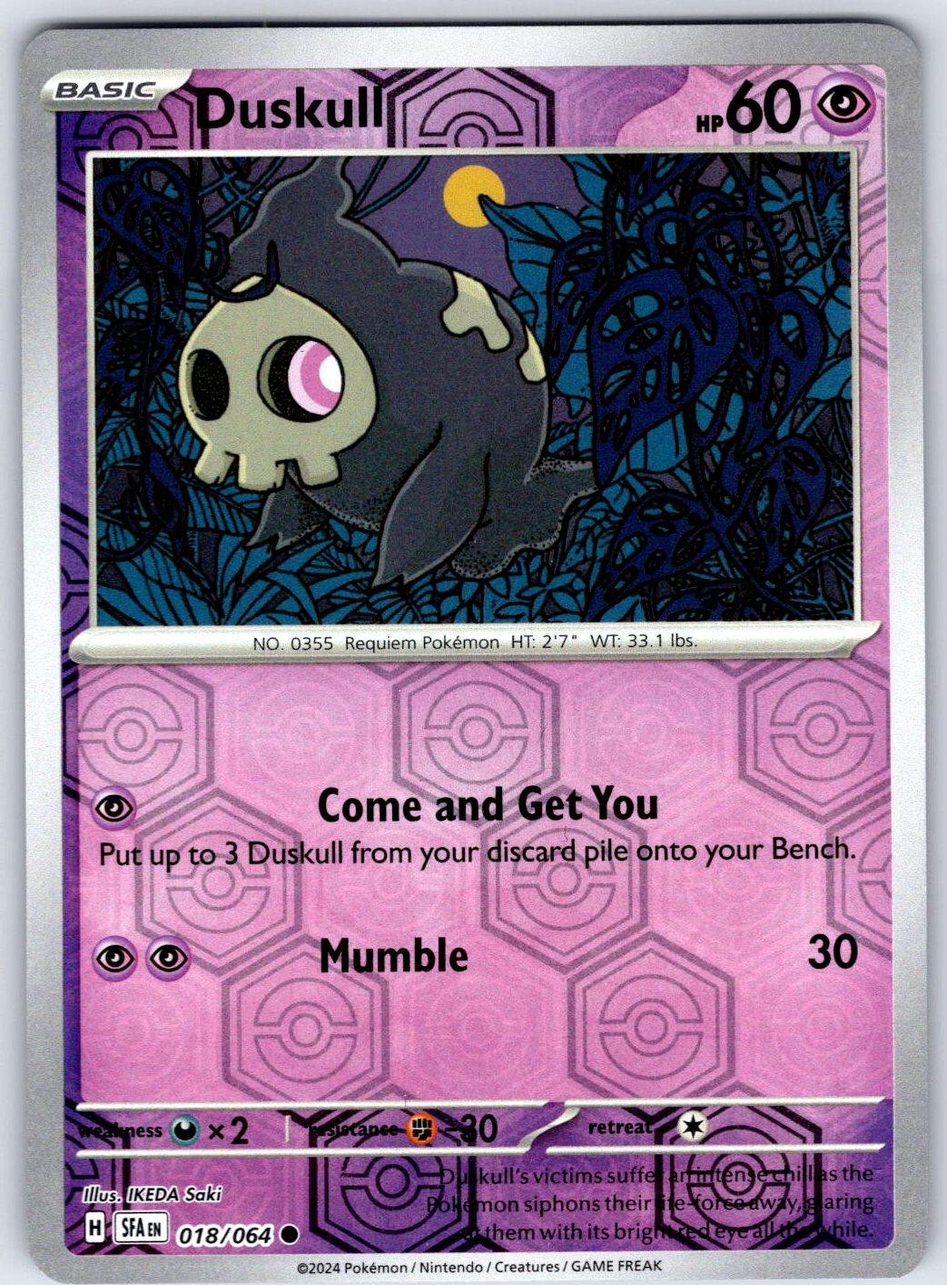DUSKULL – Pokemon – IKEDA Saki 018/064 Shrouded Fable – Reverse Holo NM/M