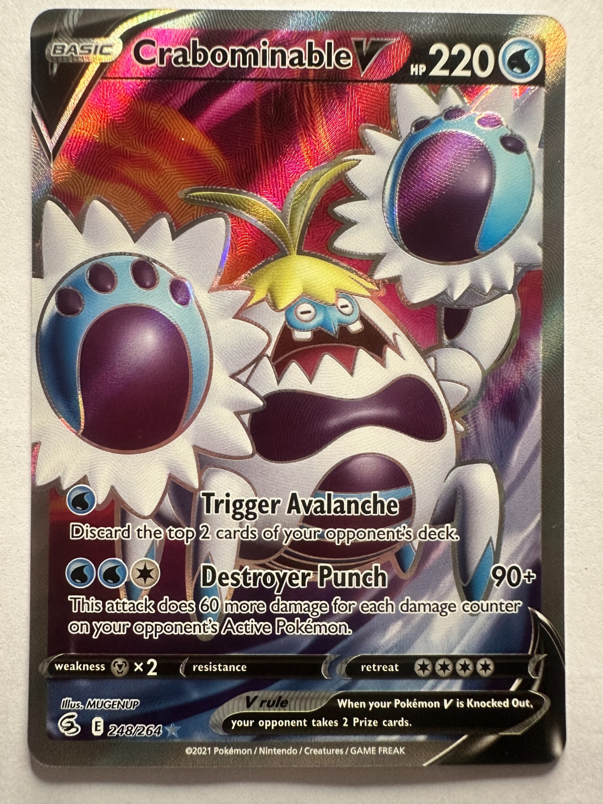 Pokémon TCG Crabominable V Swsh08: Fusion Strike 248/264 Ultra Rare NM