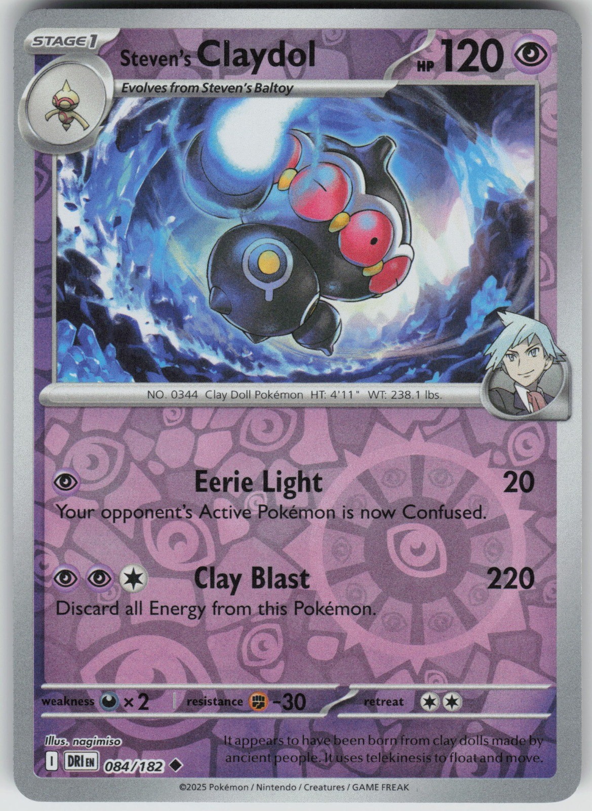 Steven’s Claydol 084/182 Reverse Holo Uncommon SV10: Destined Rivals NM