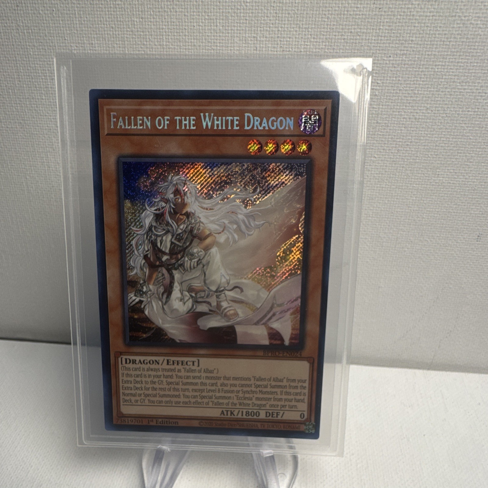 Konami Fallen of the White Dragon BPRO-EN024 1st Ed Secret Rare Foil ATK 1800