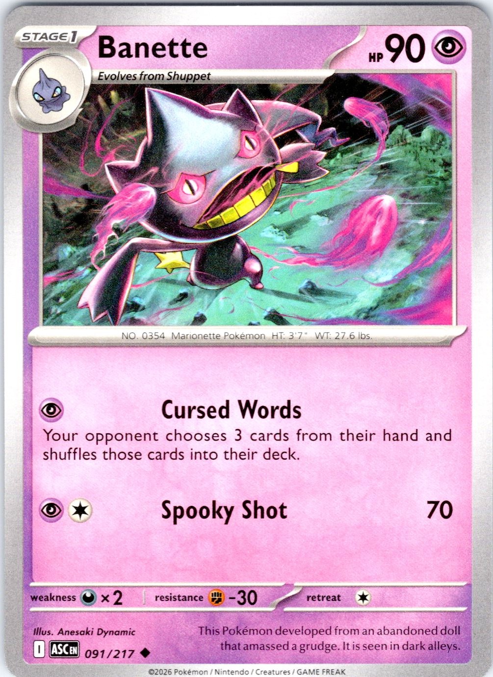 Banette Uncommon ME: Ascended Heroes 091/217 YASHIRO Nanaco