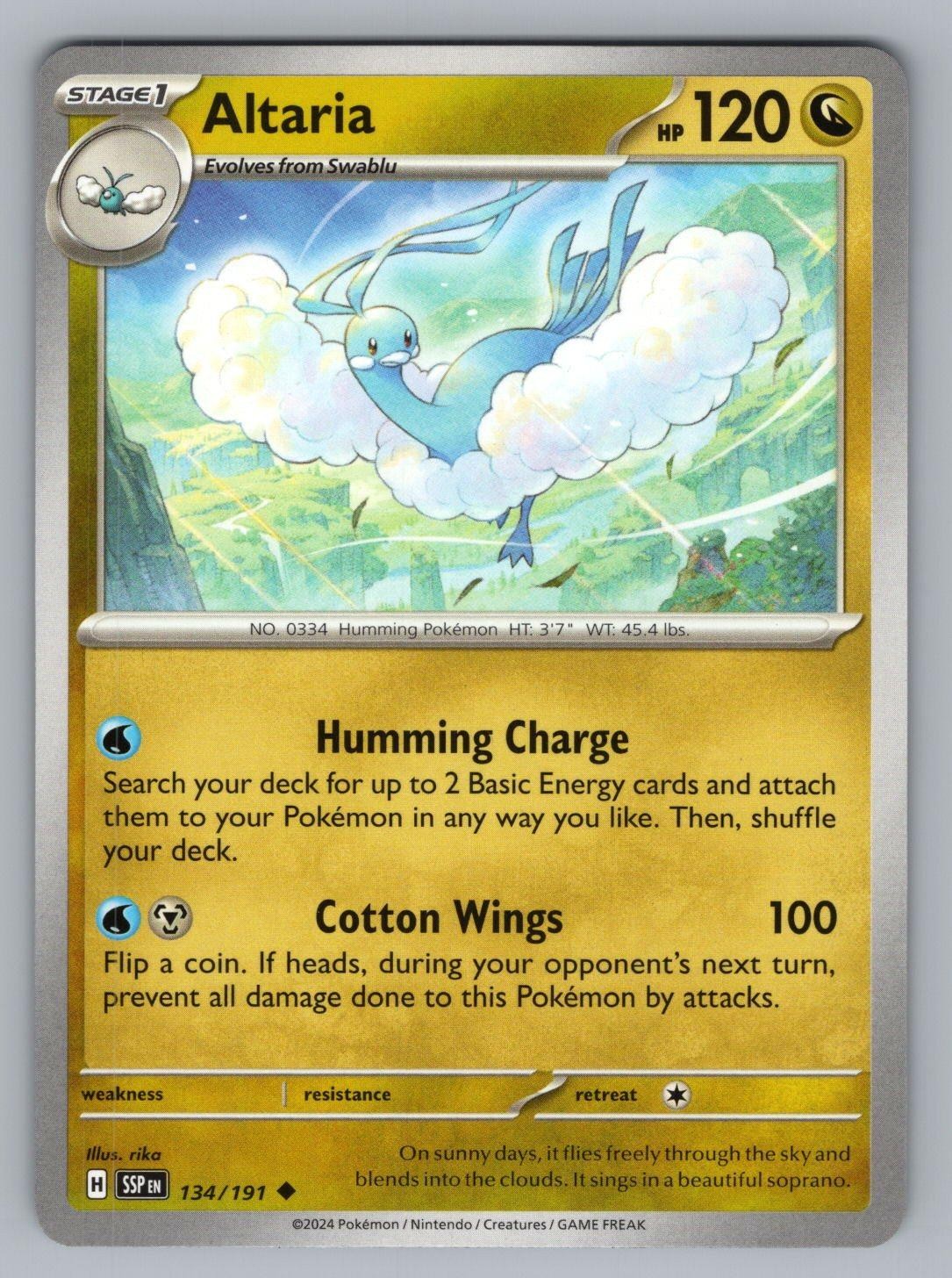 ALTARIA 134 UC POKEMON NM SSP RIKA*7