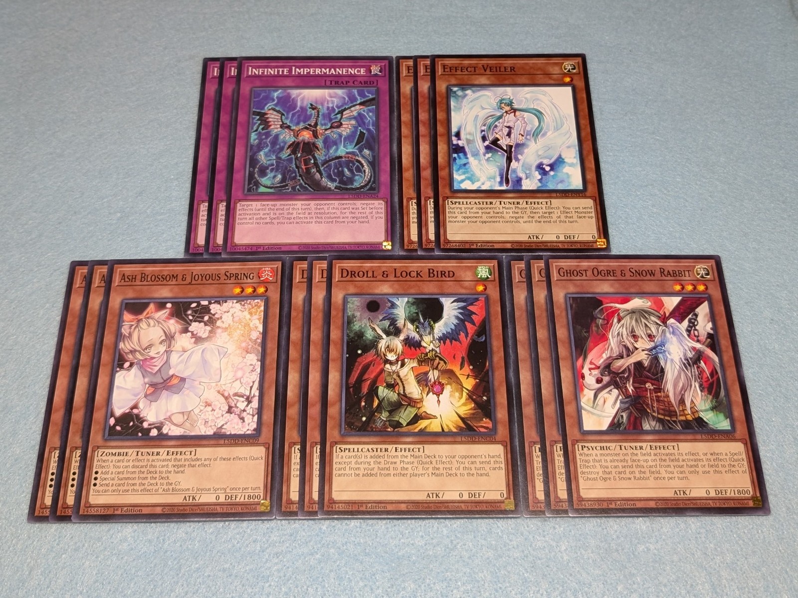 Yugioh 3x Infinite Impermanence + Ash + Ogre + Droll + Veiler Hand Trap Card Set