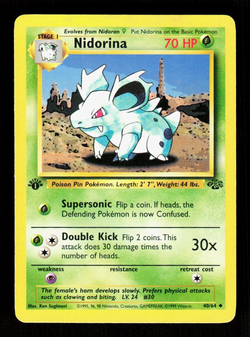 Nidorina 40/64 Uncommon Jungle Pokemon 1st Edition LP