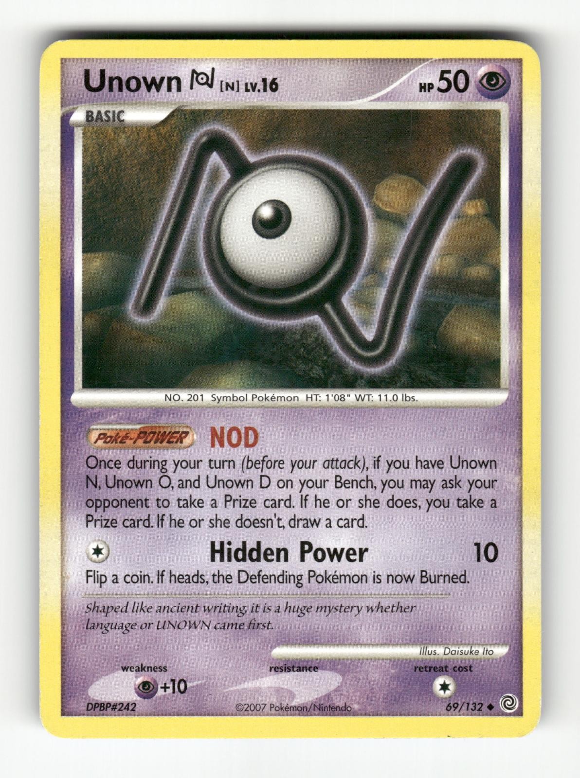 Unown [N] 69/132 Uncommon Secret Wonders Pokemon Moderately Played Daisuke Ito