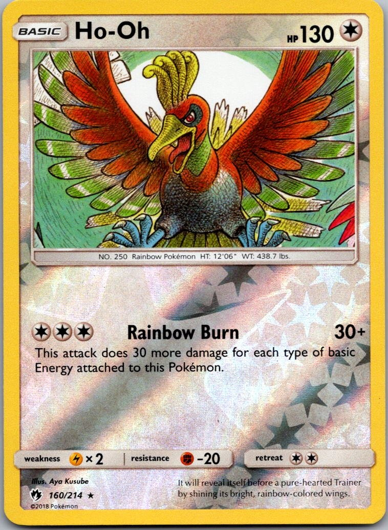 Ho-Oh 160/214 Rare Lost Thunder Pokemon Reverse Holo Lightly Played