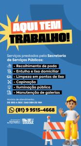 Leia mais sobre o artigo SERVIÇO PÚBLICO DISPONIBILIZA WHATSAPP PARA ATENDIMENTO À POPULAÇÃO DE GOIANA